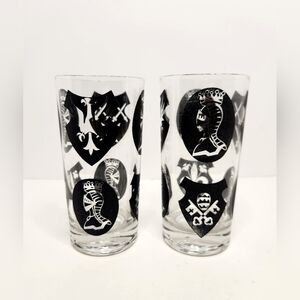 MCM Medieval Heraldic - Knights, Fleur-de-Lis & Coat Highball Glasses Set of 2